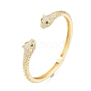 Green Cubic Zirconia Leopard Open Cuff Bangles BJEW-G651-02G-3