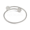 304 Stainless Steel & Polymer Clay Crystal Rhinestone Round Beads Open Cuff Bangles BJEW-M042-06P-3