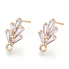 Brass Cubic Zirconia Ear Stud Findings KK-S336-25G-2