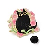 Black Cat & Flower Enamel Pins JEWB-Z048-09G-03-3