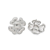 Brass Flower Stud Earrings EJEW-R016-17P-2