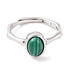 Oval Natural Malachite Adjustable Rings RJEW-Q817-04P-07-2