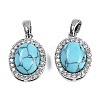 Synthetic Turquoise(Dyed) Oval Pendants KK-U043-47P-F-1