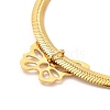 304 Stainless Steel Charm Anklet with Flat Snake Chains for Women AJEW-C021-02-4