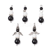 5 Styles Natural Obsidian and Black Onyx(Dyed & Heated) Angel Connector Charms PALLOY-JF03195-1