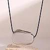 304 Stainless Steel Bean Pendant Adjustable Black Waxed Cord Necklaces for Women FS-WGC253F-01-4