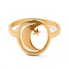 Ion Plating(IP) 201 Stainless Steel Moon & Star Adjustable Ring for Women RJEW-F131-07G-2