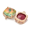 Brass Pave Faceted Glass Square Connector Charms X1-KK-G517-14G-2