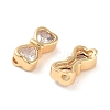 Brass with Clear Cubic Zirconia Bead KK-B102-38G-2