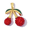 Brass Micro Pave Red Cubic Zirconia Pendants CU-OY001-45G-3