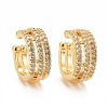 Clear Cubic Zirconia Triple Line Column Cuff Earrings EJEW-G288-01G-1