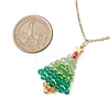 Glass Christmas Tree Pendant Necklaces NJEW-JN05078-3