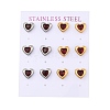 Ion Plating(IP) 304 Stainless Steel Heart Stud Earrings EJEW-C099-13PG-01-1