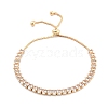 Brass Pave Clear Cubic Zirconia Horse Eye Box Chain Slider Bracelets BJEW-YWC0002-06B-G-1