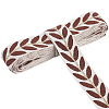 3 Yards Polyester Leaf Jacquard Ribbons SRIB-WH20020-020D-1