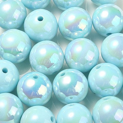 UV Plating Rainbow Iridescent Acrylic Beads PACR-E001-04F-1