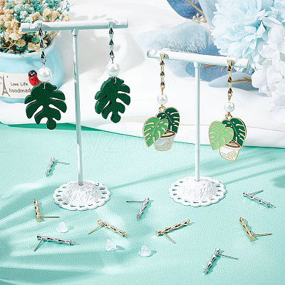 20Pcs Brass Bamboo Shape Stud Earring Findings KK-BBC0004-91-1