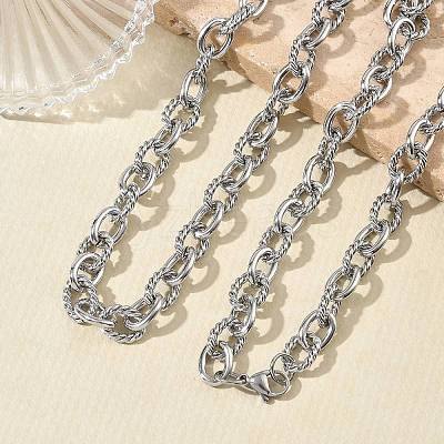 304 Stainless Steel Twisted Link Cable Chain Necklace & Bracelet Set  SJEW-D091-01P-1