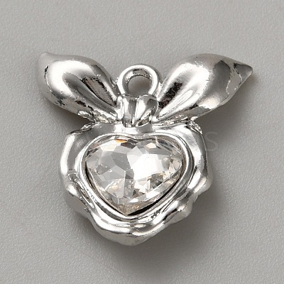 White Series Love Bow Alloy Acrylic Pendant PALLOY-WH0115-01P-12-1
