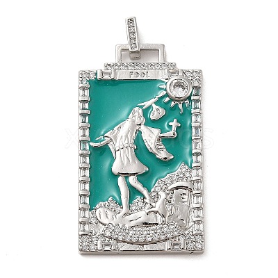 Brass Micro Pave Cubic Zirconia Pendants with Enamel KK-H458-01P-13-1
