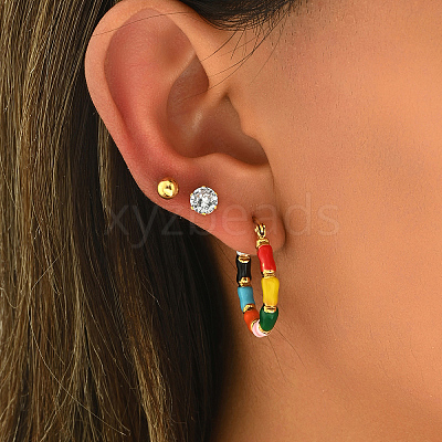 3 Pairs 201 Stainless Steel Classic Sweet Earring Sets SI9311-1