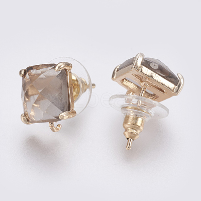 Faceted Glass Stud Earring Findings GLAA-F084-C12-1