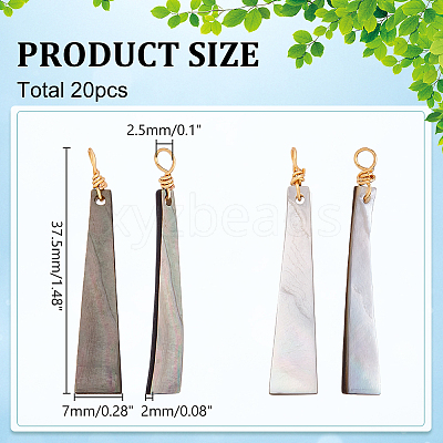 20Pcs Natural Black Lip Shell Pendants PALLOY-WR00017-1