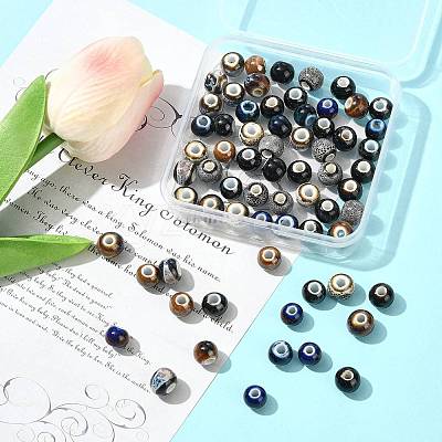 68Pcs 9 Colors Handmade Porcelain Beads PORC-FS0001-23A-1