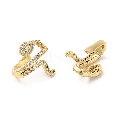 Rack Plating Brass Snake Cuff Earrings with Cubic Zirconia EJEW-D061-61G-1