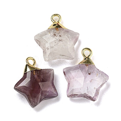 Natural Amethyst Pendants G-P540-01G-10-1