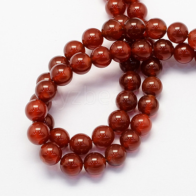 Round Dyed Natural Carnelian Beads Strands G-S125-8mm-1