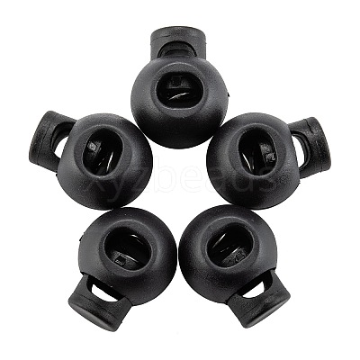 1-Hole Dyed Iron Spring Loaded Eco-Friendly Plastic Round Buckle Cord Toggle Lock Beans Stoppers for Sportwear Luggage Backpack Straps X-FIND-E004-60B-18mm-1