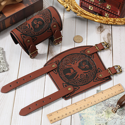 Imitation Leather Tree of Life Cord Bracelet AJEW-WH0342-88B-1