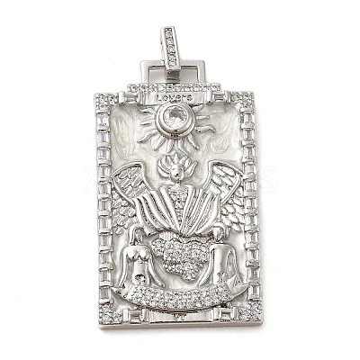 Brass Micro Pave Cubic Zirconia Pendants with Enamel KK-H458-01P-21-1