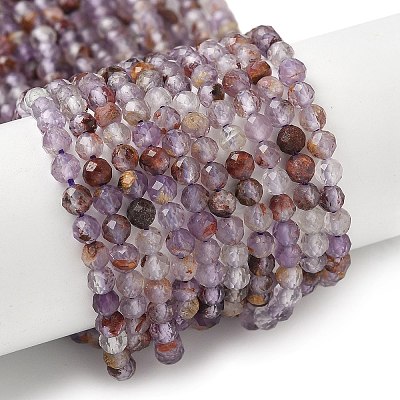 Natural Purple Phantom Quartz Purple Lodolite Quartz Beads Strands G-S385-01-1
