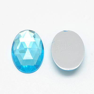 Acrylic Rhinestone Flat Back Cabochons X-GACR-Q011-13x18-04-1
