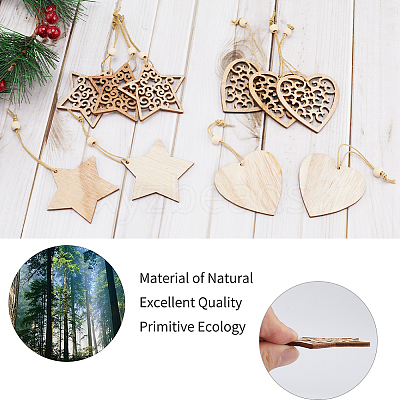 2 Sets 2 Style Christmas Theme Wood Pendants Decoration HJEW-GF0001-39B-1