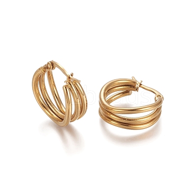 304 Stainless Steel Geometric Hoop Earrings STAS-D171-28G-1