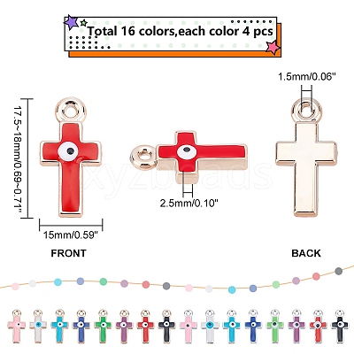 64Pcs 16 Colors CCB Plastic Enamel Pendants CCB-PH0001-23-1