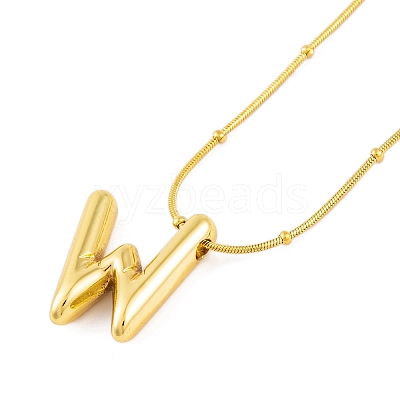 Ion Plating(IP) Initial Letter 304 Stainless Steel Pendant Necklace NJEW-R265-05G-W-1
