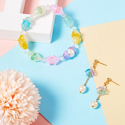 80Pcs 8 Colors Transparent Spray Painted Glass Beads GLAA-BT0001-02-1