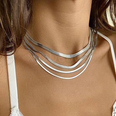 304 Stainless Steel Snake Chain Necklaces for Women WG80FEF-39-1