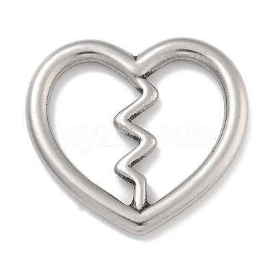 Anti-Tarnish 304 Stainless Steel Heart Linking Rings STAS-D197-24P-1