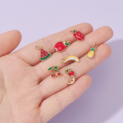 7Pcs 7 Style Brass Enamel Charms KK-YW0001-34-1