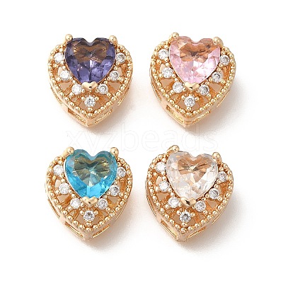 Rack Plating Brass Micro Pave Cubic Zirconia Beads KK-S399-08G-A-1