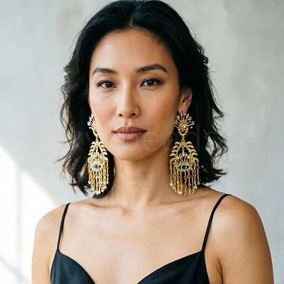 Alloy Rhinestone Chandelier Earrings for Women WGAEBEB-01-1