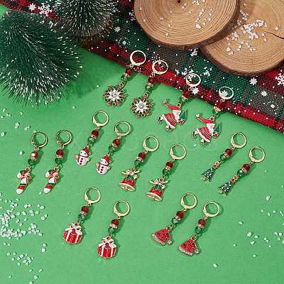 8 Pair 8 Style Glass Dangle Leverback Earrings EJEW-JE05286-1