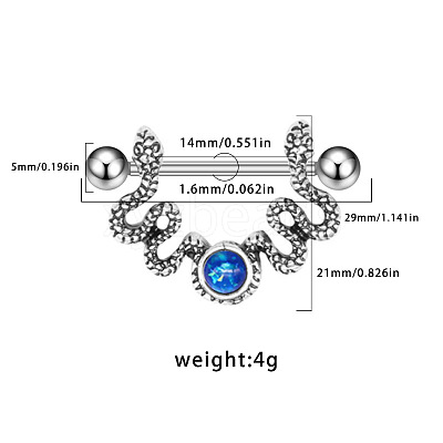 316L Surgical Stainless Steel Capri Blue Rhinestone Nipple Stirrup WG55624-02-1
