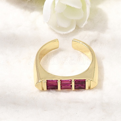Brass Micro Pave Cubic Zirconia Cuff Open Rings for Women RJEW-L343-02G-05-1