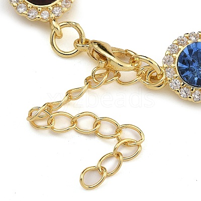 Brass Micro Pave Cubic Zirconia Link & Charm Bracelets BJEW-K261-01G-1